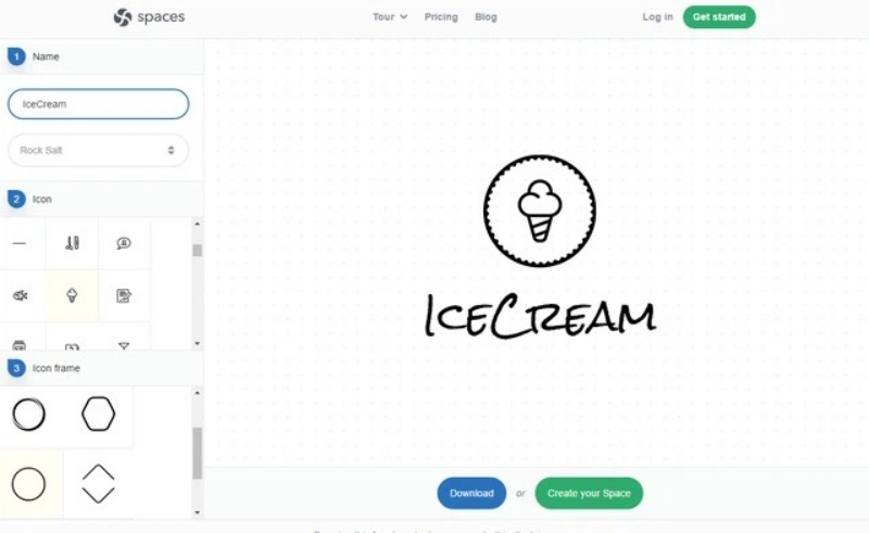 Thiết kế logo với “chợ” logo miễn phí của Spaces